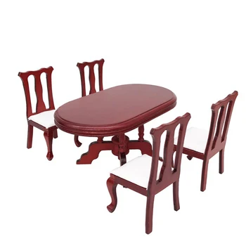 

5Pcs/set Miniature Dining Table Toys Model Kitchen Scene Decoration For 1:12 Dollhouse Diy Assembly Dolls Houses Accessories