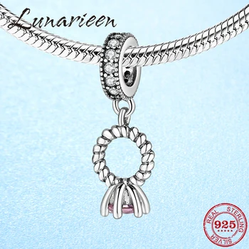 

High quality Sterling Silver 925 Pink CZ Wedding ring Shape Fit Pandora beads Bracelet for Women 2019 Fine Jewelry Gift