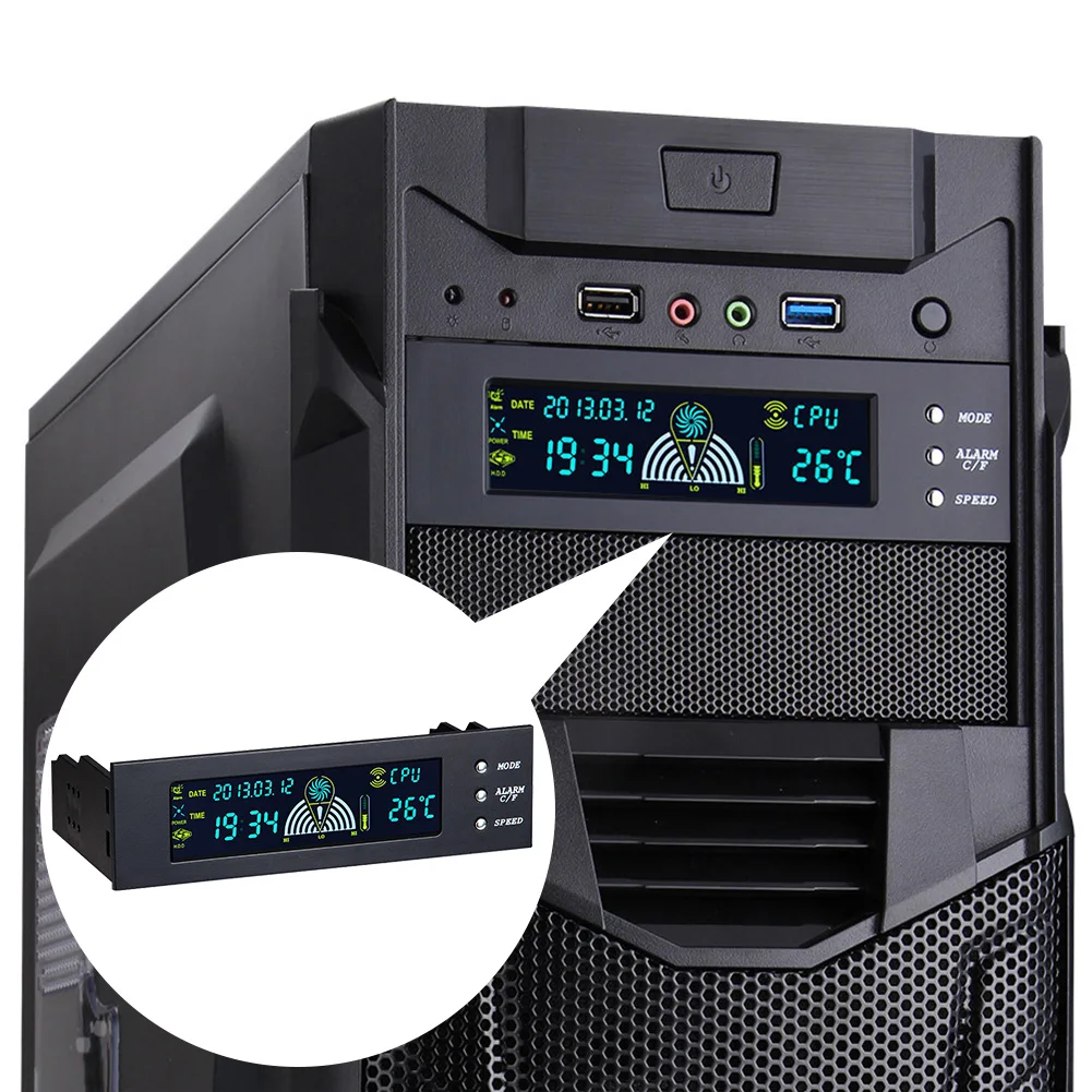Soporte para PC 5,25 pulgadas, accesorios para controlador de velocidad del ventilador, Panel frontal LCD, pantalla de temperatura de 3 pines, ordenador, fácil de operar, el hogar - AliExpress Ordenadores y oficina