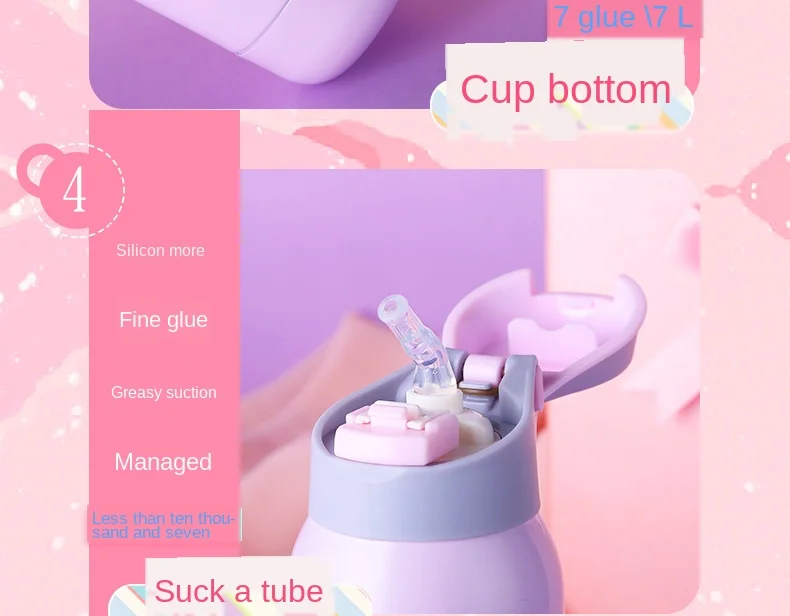 Pupils Vacuum Flask with Straws, Adults, Pregnant Womens Cups, Large-capacity Drinking Straws, Cups, Children Go Out and Carry