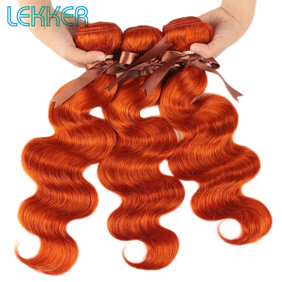 Lekker пряди с закрытием бразильские волосы объемные волнистые пряди с Фронтом оранжевые красные человеческие волосы волнистые волосы Remy