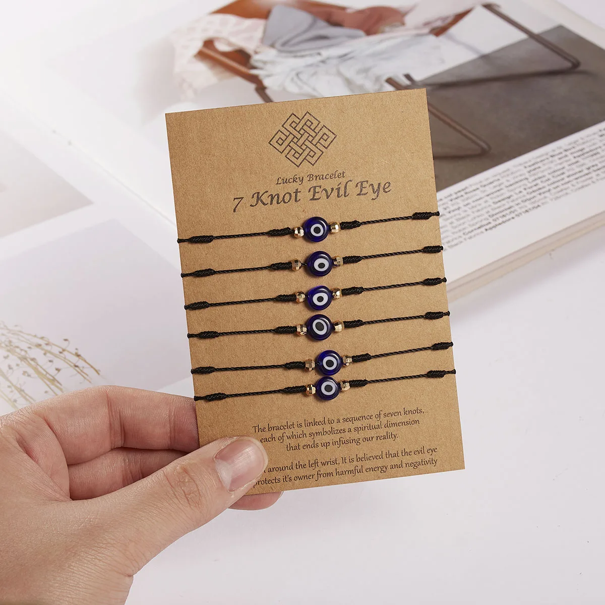 6pcs/set Turkey Blue Evil Eye Bracelet Women Handmade Woven Rope Chain Crystal Beads Bracelets Jewelry Wholesale Dropshipping - Image 5