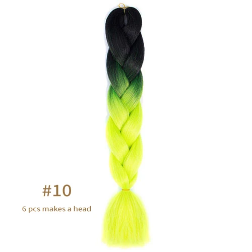 Synthetic jumb Braids Ombre Braiding Hair Extension Box Braid Hair Pink Purple Yellow Golden Colors hair 24inch kanekalons hair B10