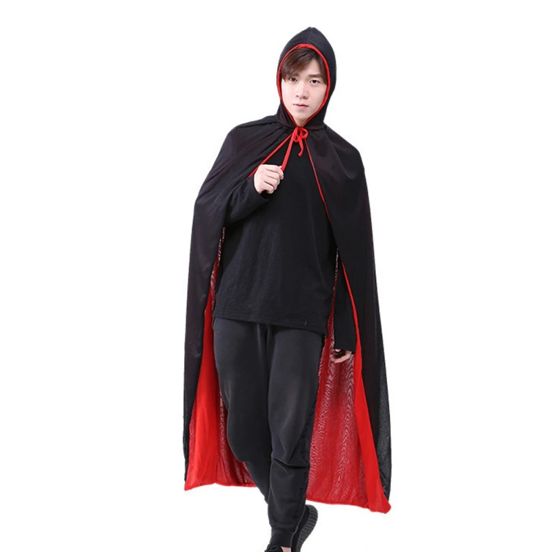 Плащ на Хэллоуин для взрослых детей Двусторонний черный и красный плащ с