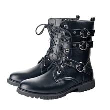 Мужская обувь в стиле стимпанк; мужские ботильоны с перекрестными ремешками; кожаные ботинки с металлическими пряжками