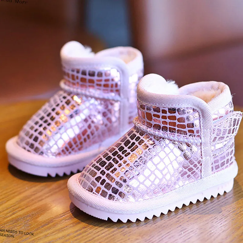 

Kids Snow Boots 2019 New Winter Plush Warm Martin Boys Shoes Fashion Leather Soft Fleece Anti-slip Girls Boots Kids Trainer