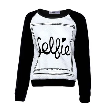 

5325 # Lettered Printed Hoodie Tops Long Sleeve Crew Neck Loose-Fit Hoodie Women's 2020 New T-shirt