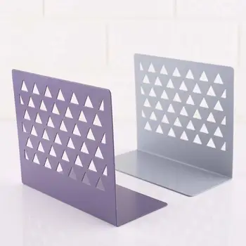 

1PC Metal Hollow Bookends Book Desktop Organizer Ends Support Stand Holder Shelf Bookrack Office Supplies