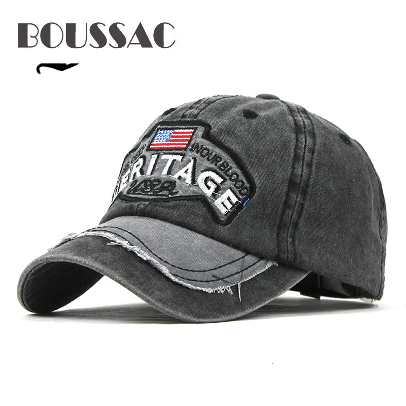 

BOUSSAC 100% Washed Cotton Men Baseball Cap Fitted Cap Snapback Hat For Women Gorras Casual Casquette Embroidery Retro Cap