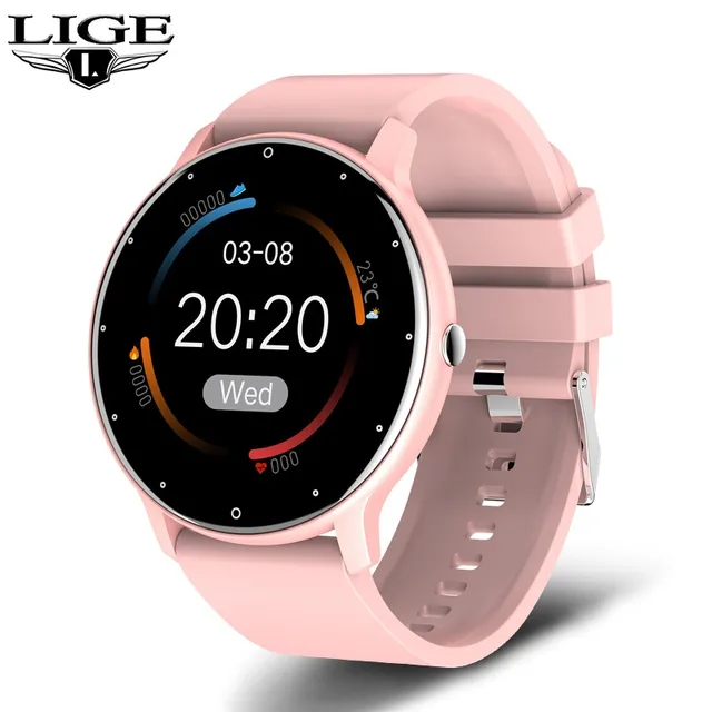LIGE 2022 Fashion Smart Watch Men Fitness Bracelet Heart Rate Blood Pressure Monitoring Sports Tracker Smartwatch Gift for Women Pink