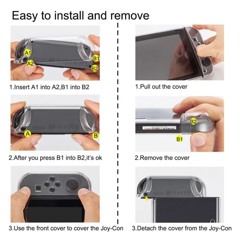 Hard PC Protection Cover For Nintend Switch NS Case Detachable Crystal Plastic Shell Console Controller Accessories