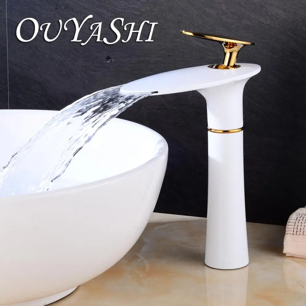 

OUYASHI bathroom basin faucet deck mounted sinlge handle single hole hot and cold countertop water tap waterfall