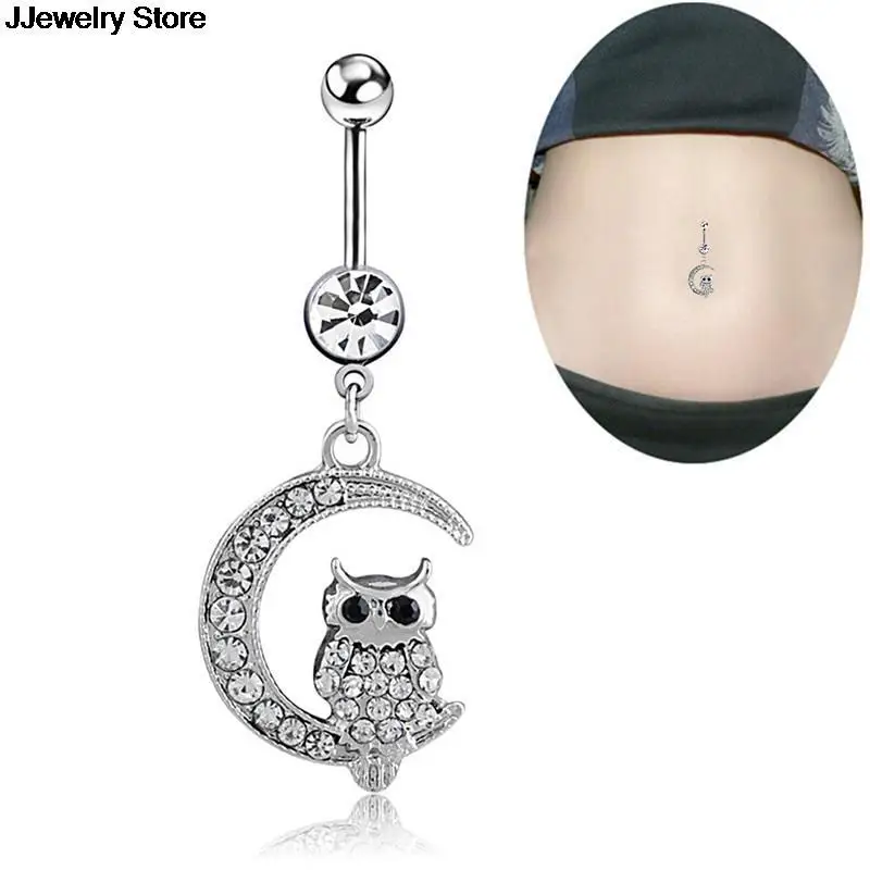 Creative Design Moon Owl Pendant Navel Piercing Women Belly Button Ring Jewelry Hot | Украшения и аксессуары