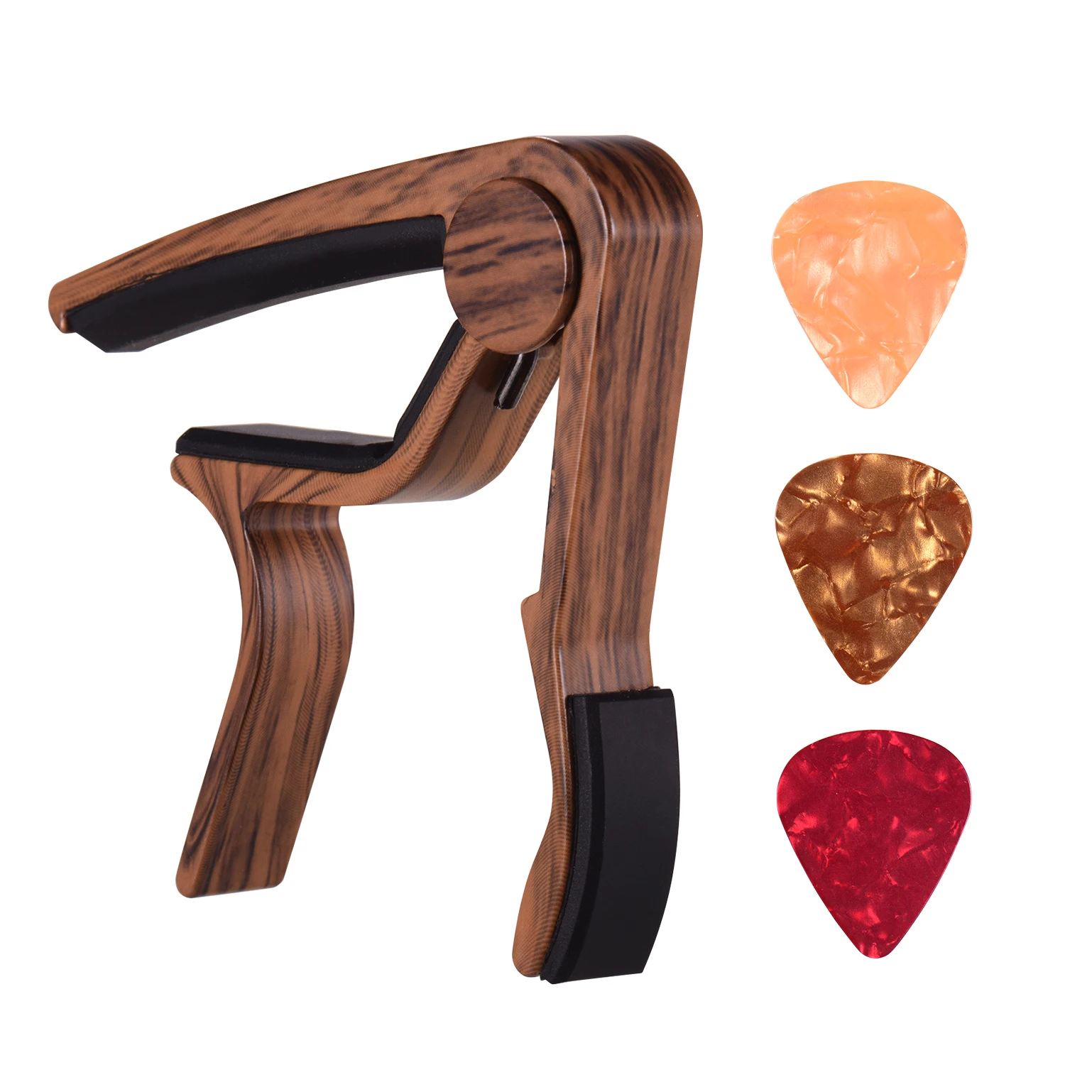 Wood Color Guitar Capo Aluminum Alloy for 6-string Folk Electric with 3pcs Random Picks For | Спорт и развлечения