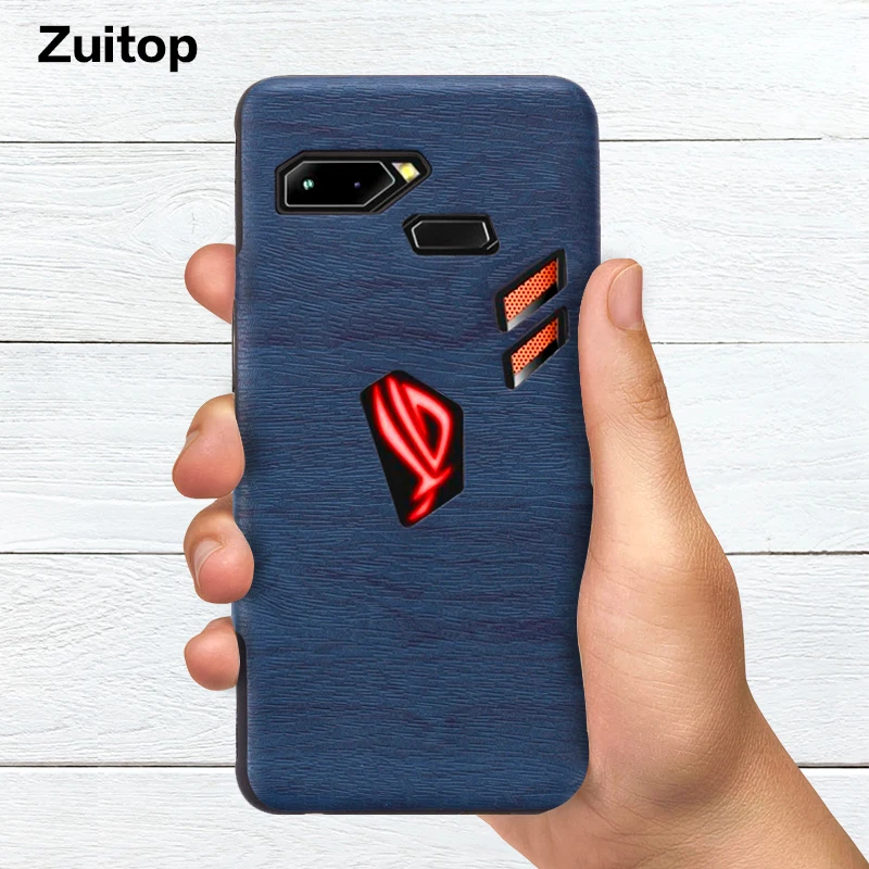 

Wood grain PU Leather Phone Case For Asus ROG Phone Soft Silicone Case For Asus ROG Phone Protective Back Shell