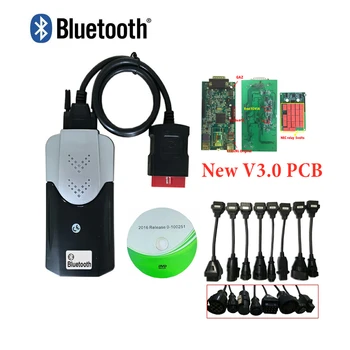 

DHL+NEW VCI V3.0 PCB 2015.R3/2016.R0 Keygen Bluetooth VD DS150E CDP For delphis obd2 Car Truck diagnostic Tool+8pcs truck cables