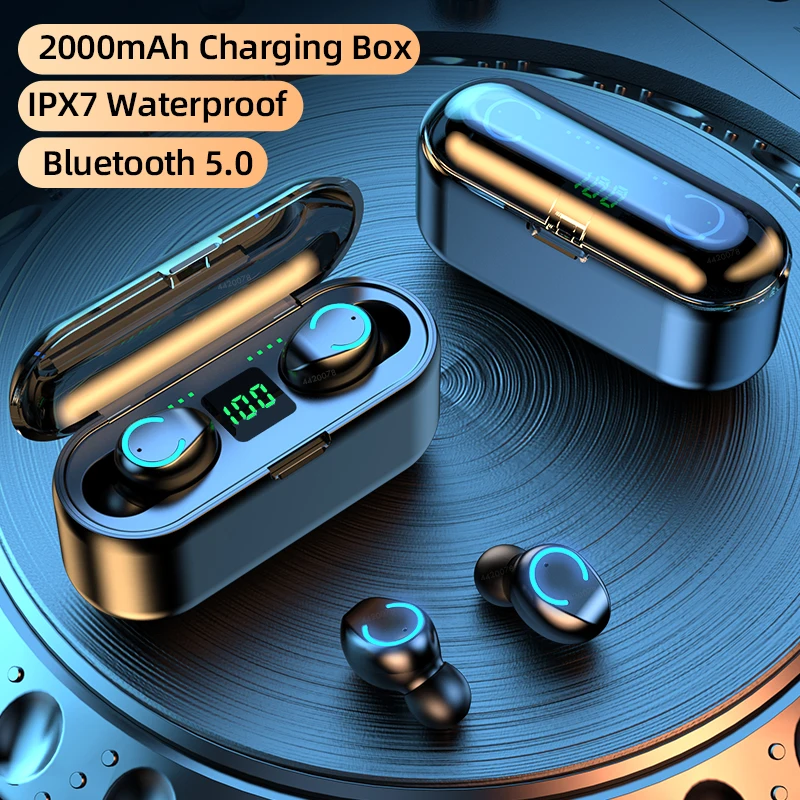 TWS Bluetooth 5 0 наушники с микрофоном беспроводные 9D спортивная водонепроницаемая