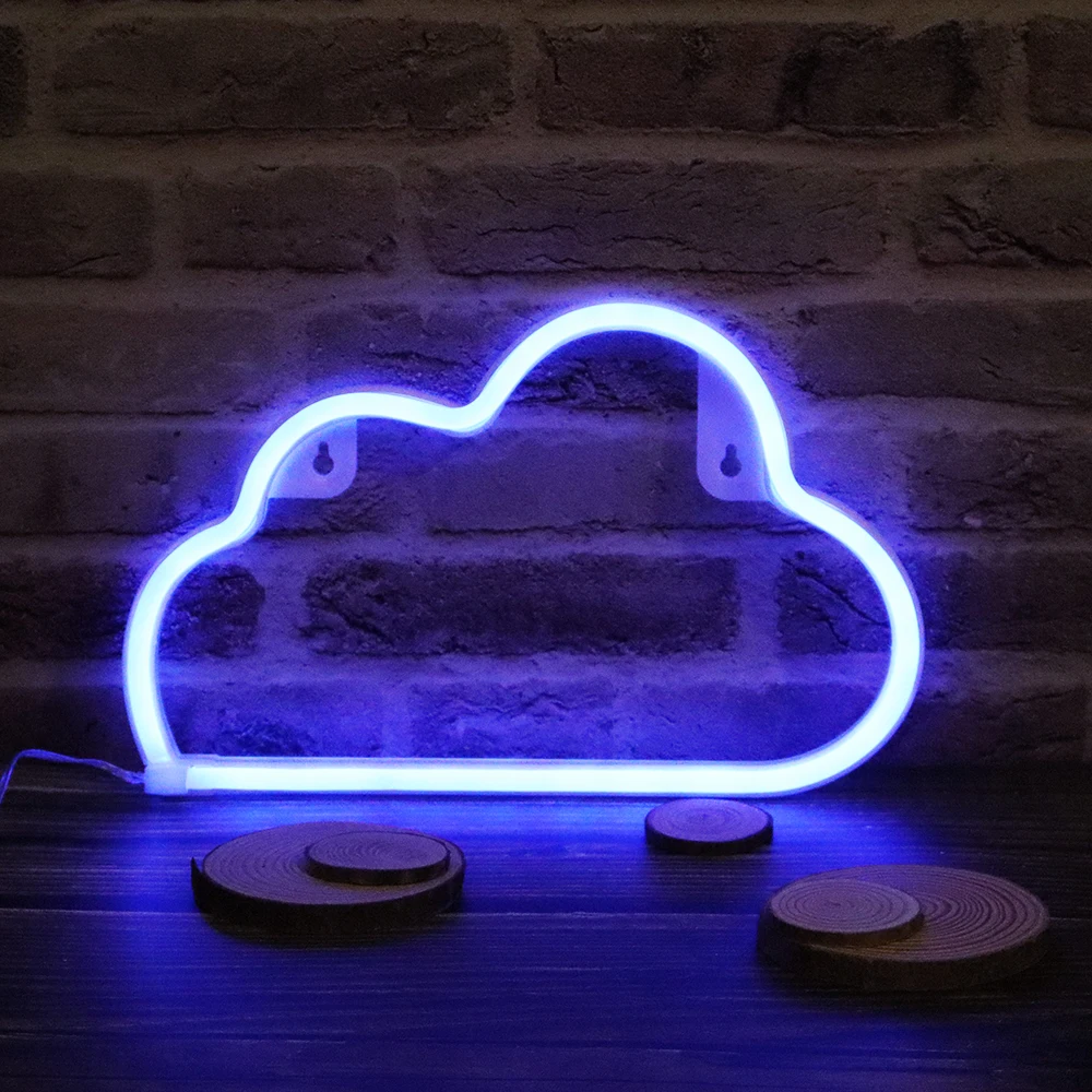 Cloud-blue Креативный светодиодный неоновый светильник, знак «сердце любви», украшение для свадебной вечеринки, неоновая лампа на День святого Валентина, юбилей, домашний декор, ночная лампа, подарок - Испускаемый цвет: Cloud-blue