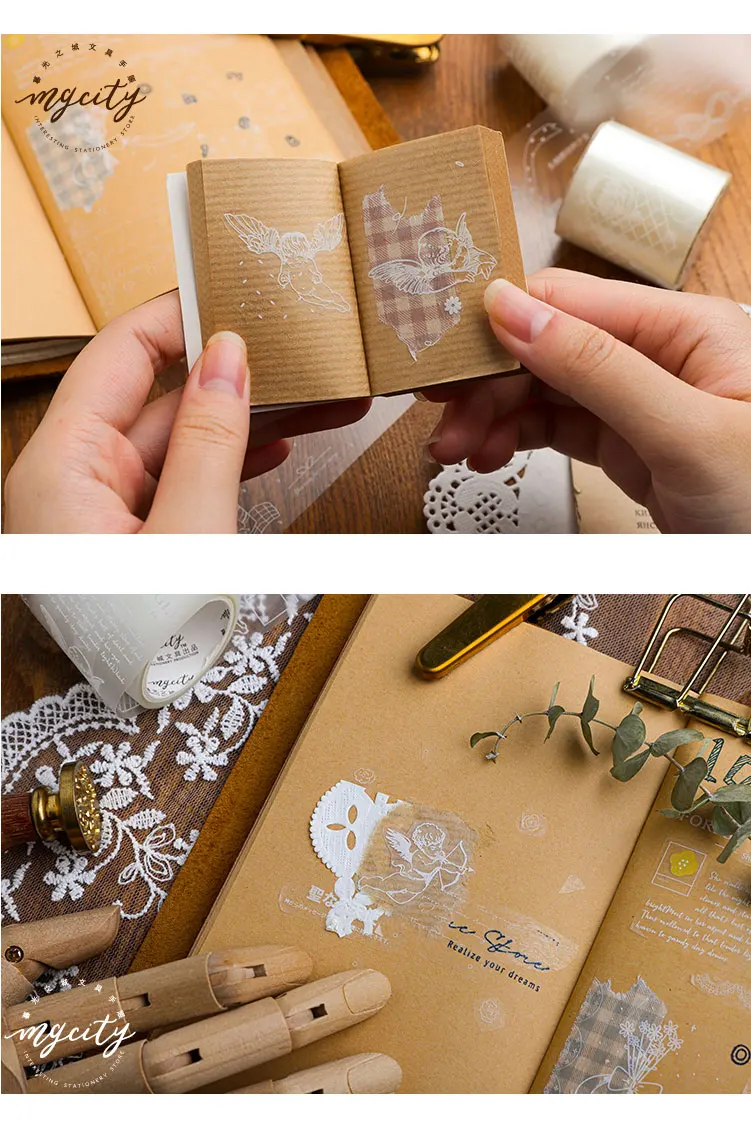 Vintage Plant illustrated Bullet Journal White PET Washi Tape Decorative Adhesive Tape DIY Scrapbooking Sticker Label Stationery