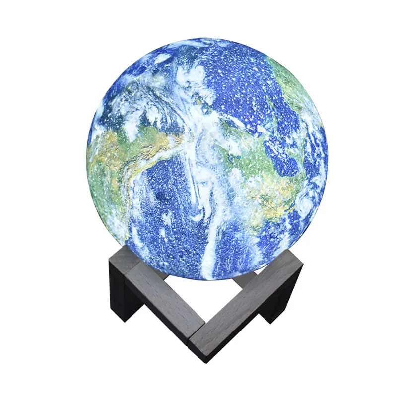 

3D Painted Earth Lamp Creative PVC Wood Moon Night Light Children's Room Bedside USB Table Lamp 15cm Atmosphere Lights