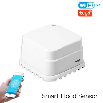 

WiFi Smart Flood Sensor Water Leakage Detector Flood Overflow Alert Security Alarm Tuya/Smart Life App Remote Control