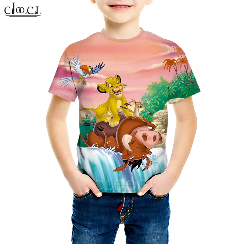 Король Лев футболка Семья приталенный 3D принт стильная футболка с изображением персонажей видеоигр Simba Футболка для девочек и мальчиков с коротким рукавом для детей Повседневное пуловеры M202