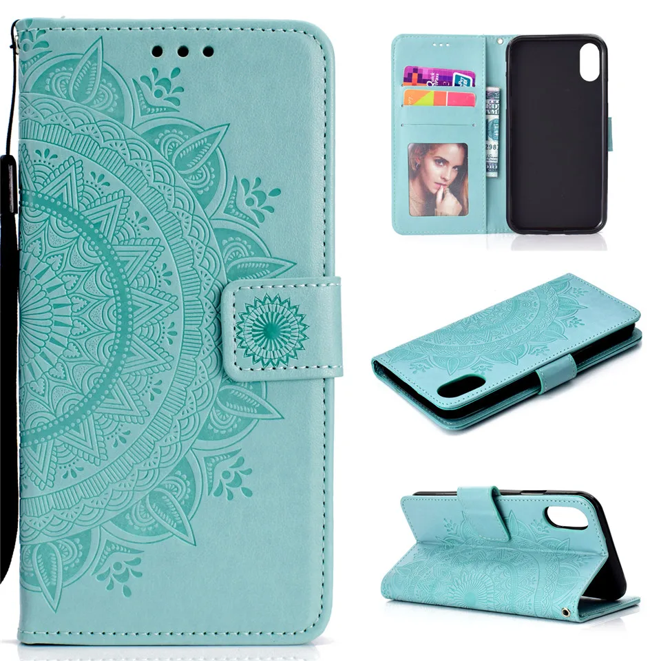 Mandala PU Leather Wallet flip phone case stand Cover for Apple iPhone X XR 8 7 plus 6 6s XS MAX funda 11 pro max |