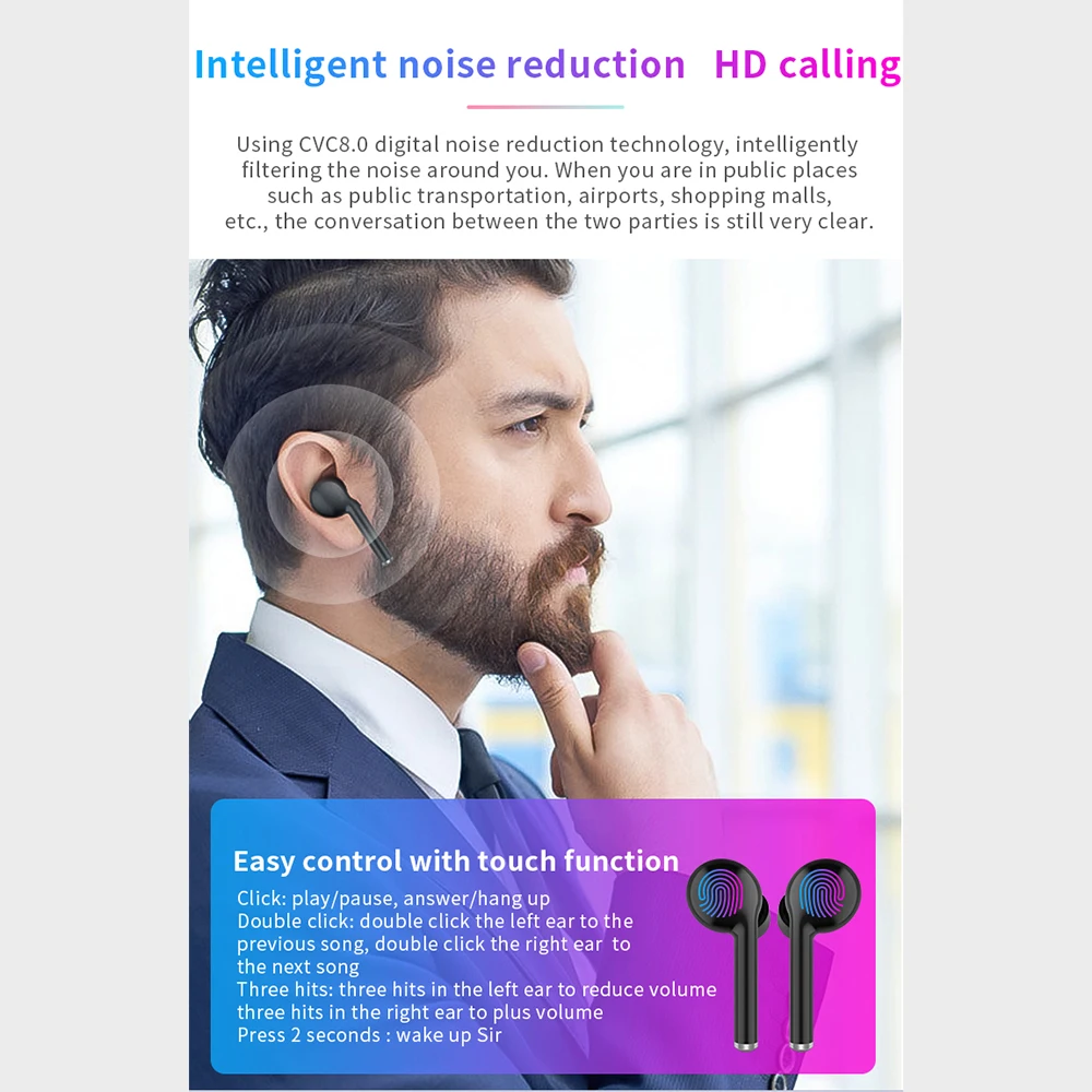 TW40 TWS True Wireless earphones With Mic for iPhone 11 Pro Max for Huawei Samsung Xiaomi Sport Bluetooth 5 0 earbuds earphones