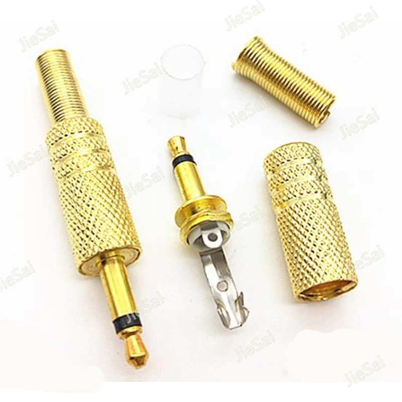 

5pcs Soldering Standard 3.5mm Gold-plated Mono Channel Audio Headphone Plug Connector with External Thread