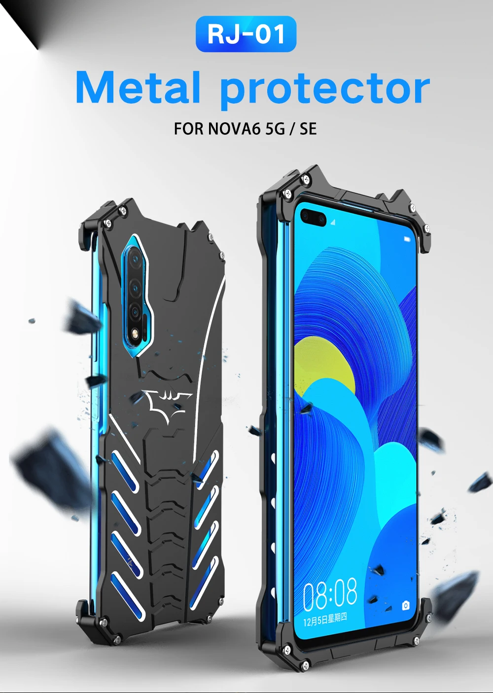 

Luxury Batman Kickstand Shockproof Case For Huawei Honor V30pro Aluminum Bumper Skin Armor Metal Back Cover For Huawei Honor V30