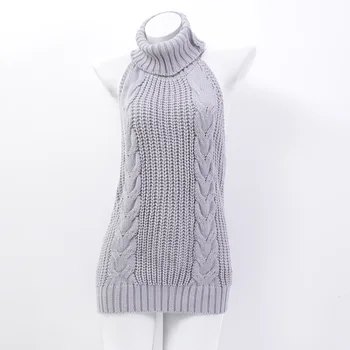 

Women Grey Sheep Bunny Sexy Open Chest Homewear Japanese Backless Knitted Sweater Japanese Ribbon Bandage Slim pajamas