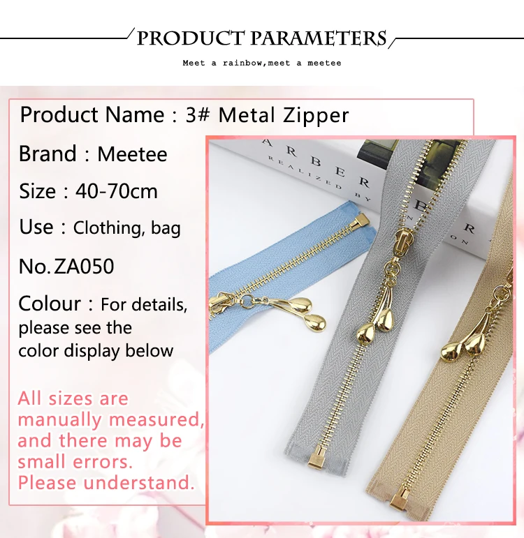 2Pcs40-70cm 3# металлическая застежка-молния Авто замок open-конец воды падение силдер молния для шитья сумка аксессуары молния длинная молния