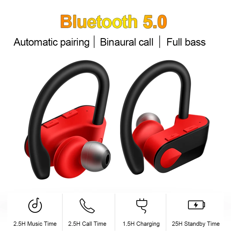 

Bluetooth Headset 5.0 tws bluetooth5.0 binaural stereo in-ear mini ear-hook wireless headset for iphone x 7 8 Samsung S10A80