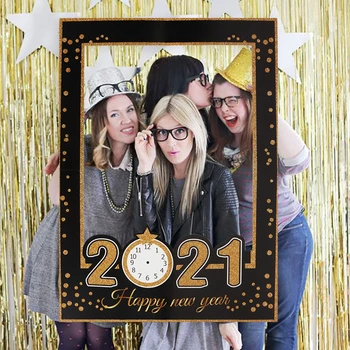 

Happy New Year 2021 Photo Booth Frame Props Photobooth Props Navidad 2020 Christmas Decor New Year Eve Party Favors