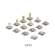 

500pcs 5.2*5.2(4x4) High 1.5-6.0 high touch tact switch 4 PIN Metal SMD Tactile 12V Micro Push Button Switch copper feet