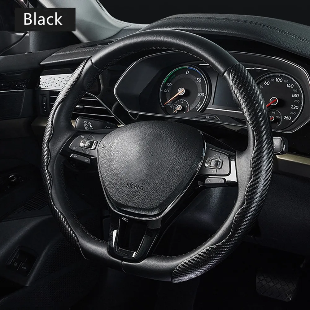 2x Universal Car Carbon Fiber Steering Wheel Booster Cover Non-Slip Accessories 