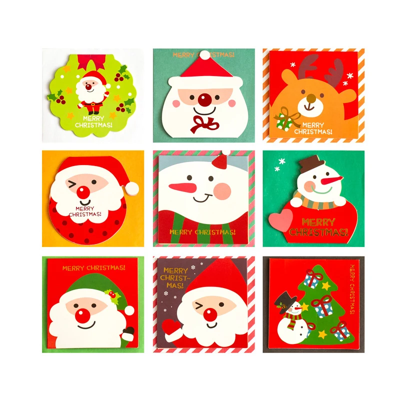 

90pcs Santa Claus Christmas Mini Greeting Cards Kids New year message Card Natal Navidad Party Decorations card wishing card