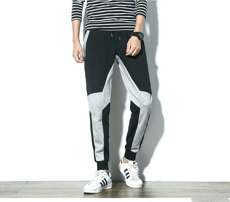 VOGUELEO New England Style Casual Pants Drawstring Full Length Cotton Sports Patchwork Oversize Panelled Japan Version