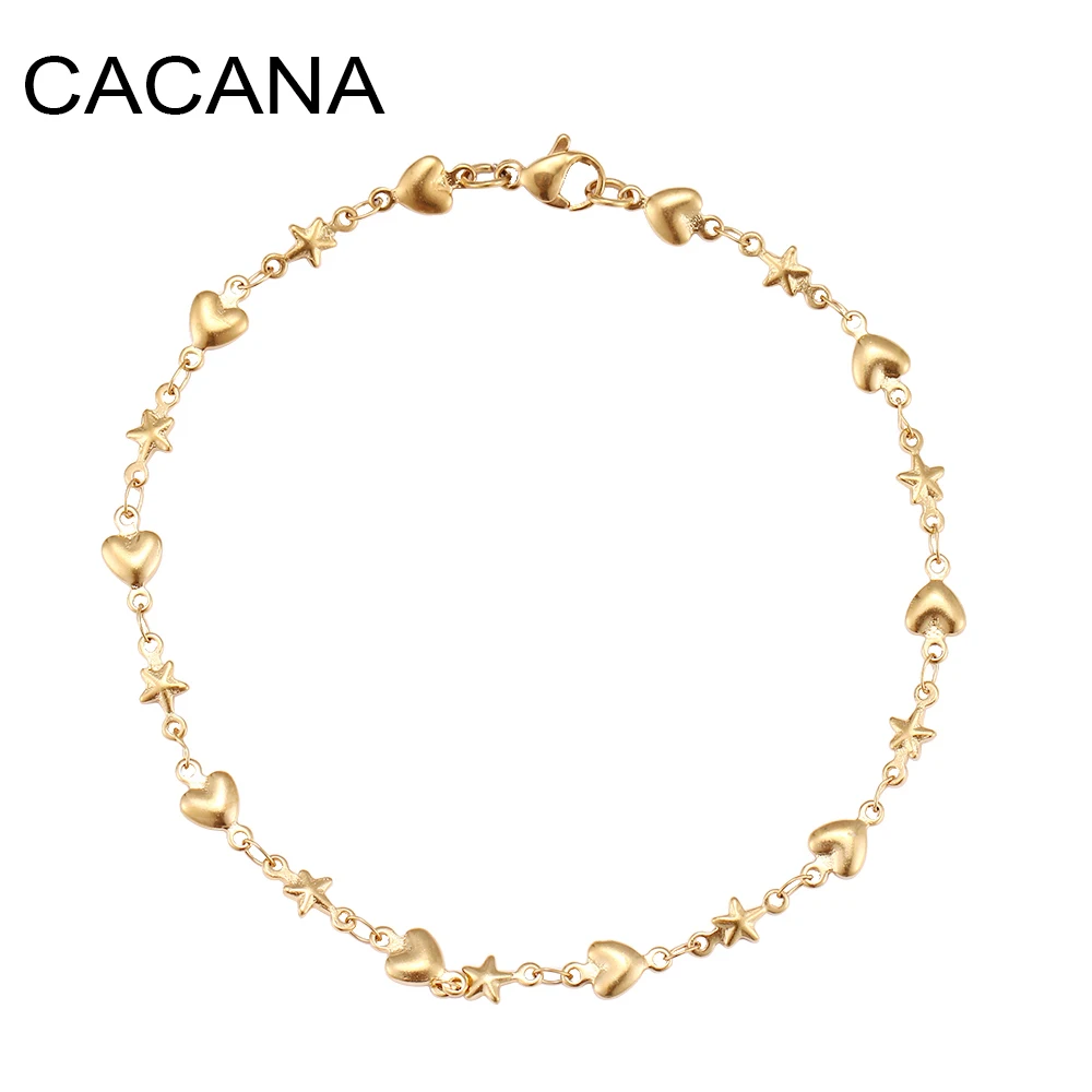 Браслет-цепочка CACANA N1858 из нержавеющей стали для мужчин и женщин ювелирное
