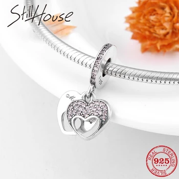 

Hollow Out heart Pink CZ Fashion 925 Sterling Silver Pendants Charms Fit Original European Charm Bracelet Jewelry making