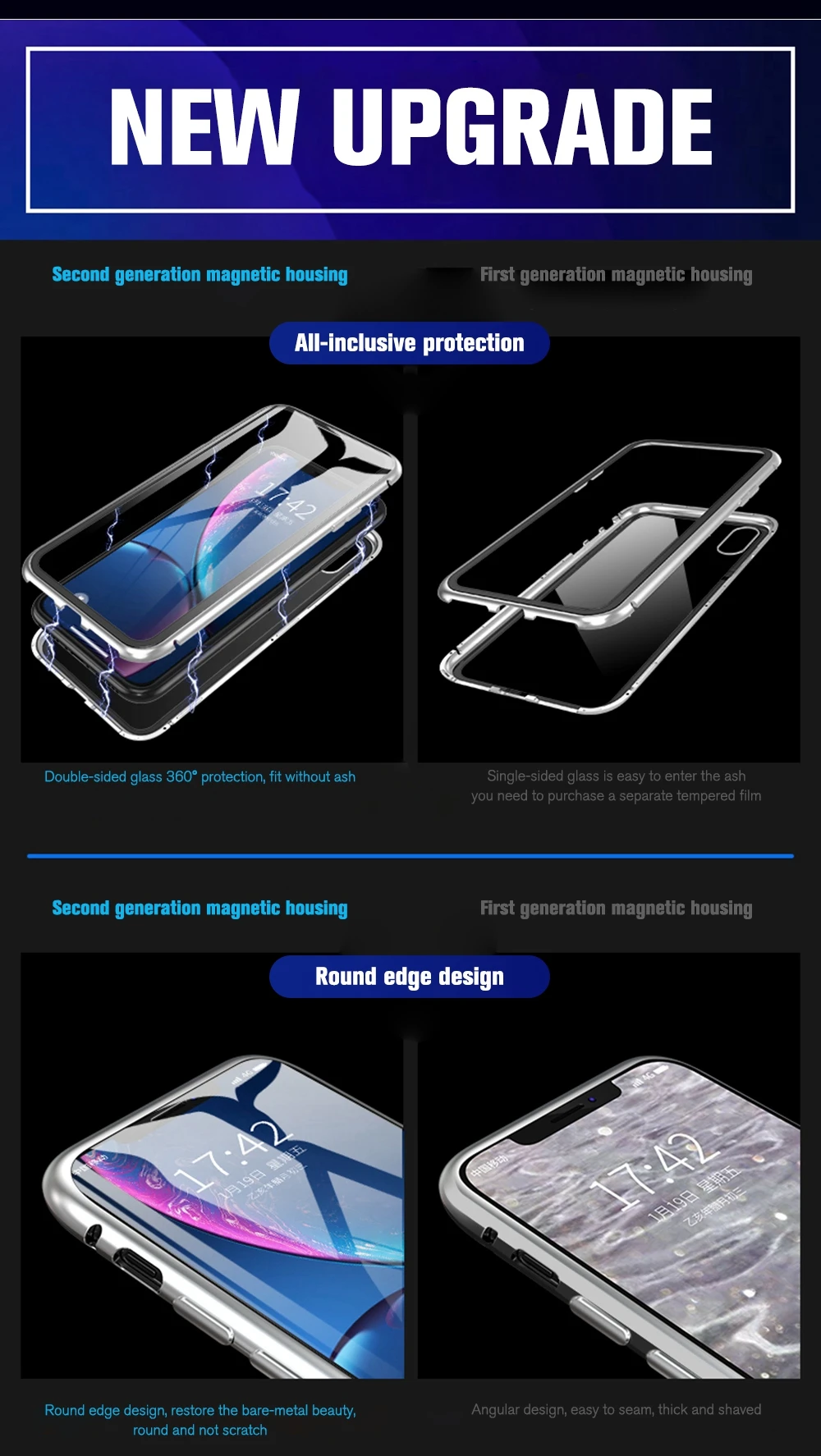OTAO металлический магнитный чехол для iPhone 8 7 6 6s Plus 9H двухсторонний закаленный стеклянный магнит крышка для iPhone XS MAX XR X Чехлы Coque