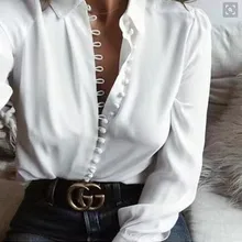 Blusa holgada de manga larga con botones para mujer, camisa elegante tipo túnica, 1101