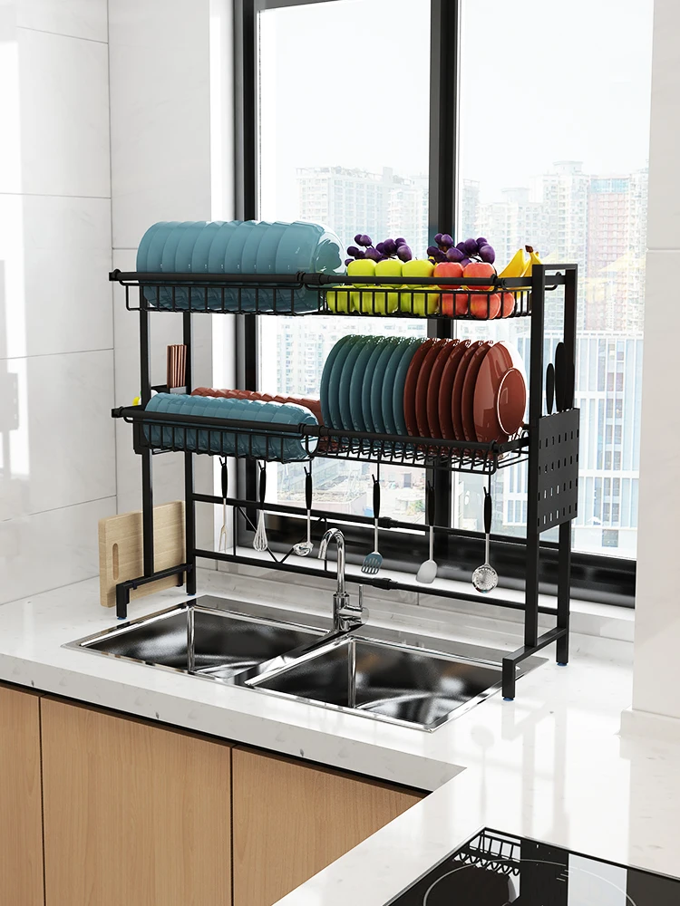 

Retractable stainless steel kitchen racks above the sink single sink storage dishwashing pool drying racks drain rack