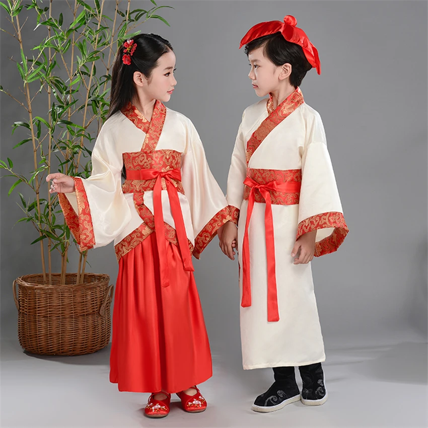 Детские китайские древние костюмы Hanfu народное танцевальное платье для сцены