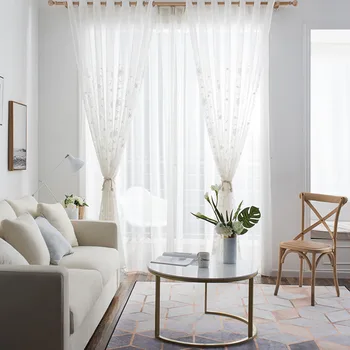 

Voile Curtains Embroidered Sheer Window Curtains Tulle For Bedroom Living Room Kitchen Voile Curtains For Window Customizable