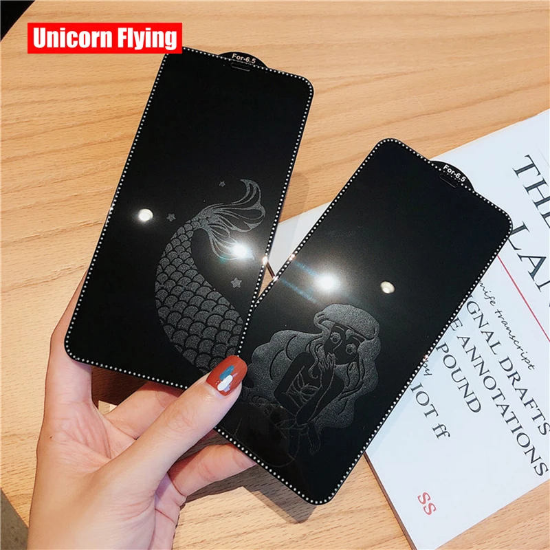 

LinXiang Invisible Cartoon Mermaid Princess 9H 6D Tempered Glass Screen Protector For iPhone 6 6s 7 8 Plus X XR XS Max 11 Pro