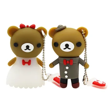 

TEXT ME Cartoon 64GB lovely Wedding Bear USB Flash Drive 4GB 8GB 16GB 32GB Pendrive USB 2.0 Usb stick