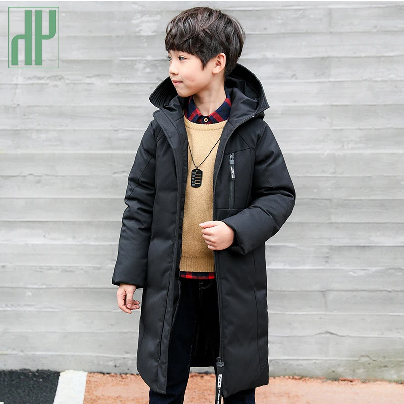 Зимняя куртка для мальчиков до-30 градусов; детская длинная теплая хлопковая куртка для малышей; пальто с капюшоном; Водонепроницаемая утепленная верхняя одежда; детская парка