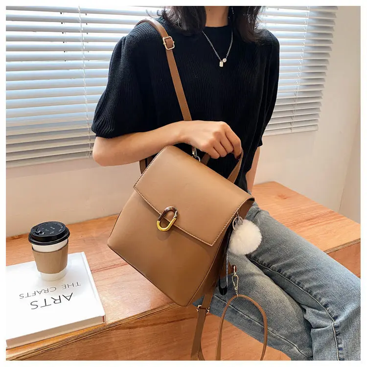 New Small Women's Backpack Simple Design White Backpack for Teenagers Girl School Shoulder Bag Ladies Pu Leather Travel Mochilas