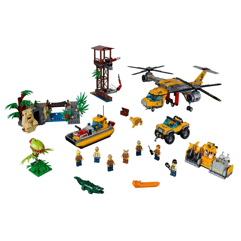 

2019 New City Series Toys Jungle Air Drop Helicopter Compatible Legoingly City 60162 Building Blocks for Children Christmas Gift